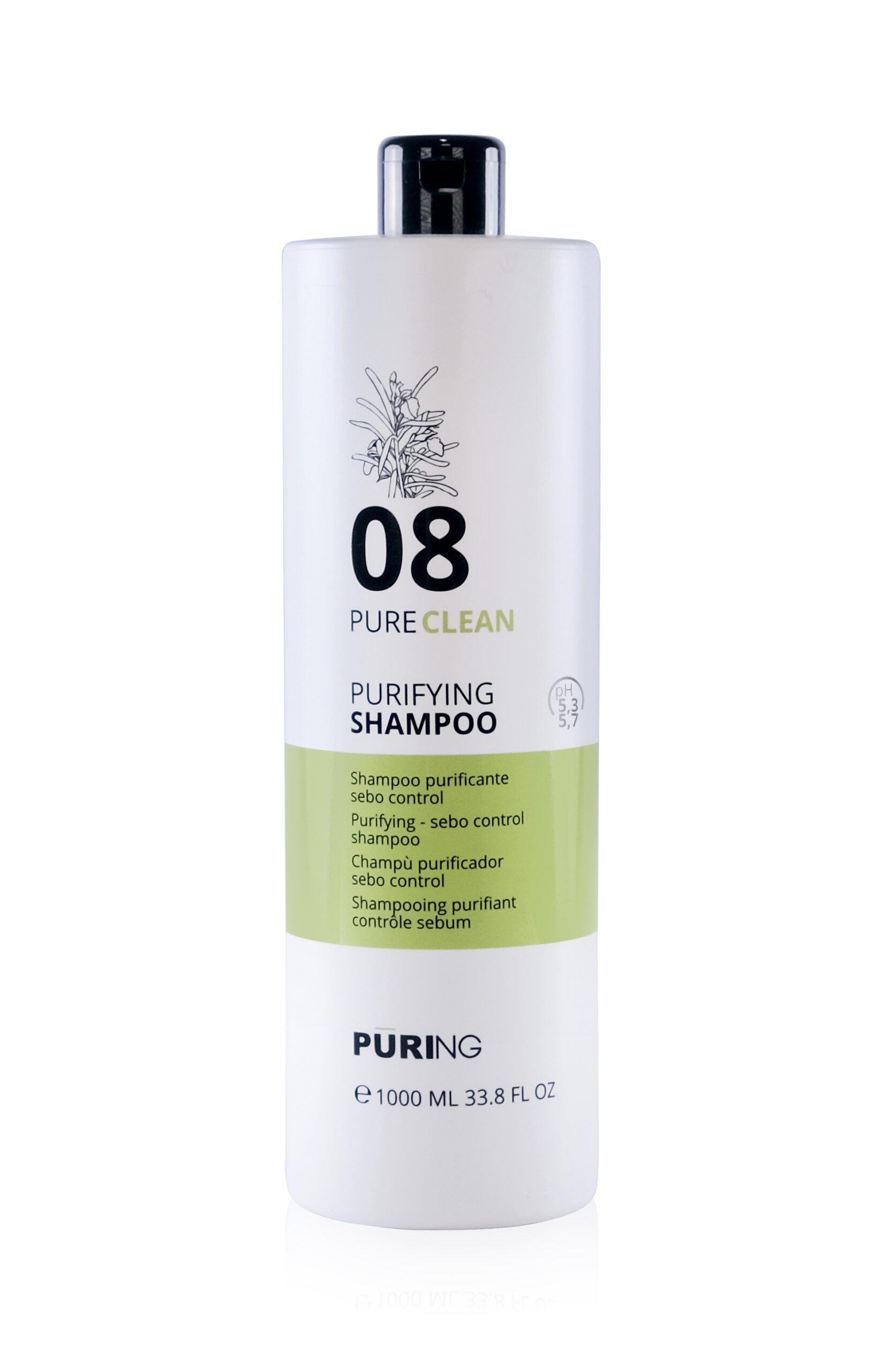 1027479 -- 000 (9057) PURING 08 PURECLEAN SHAMPOO PURIFICANTE SEBOEQUILIBRANTE 1000 ML - immagine 1