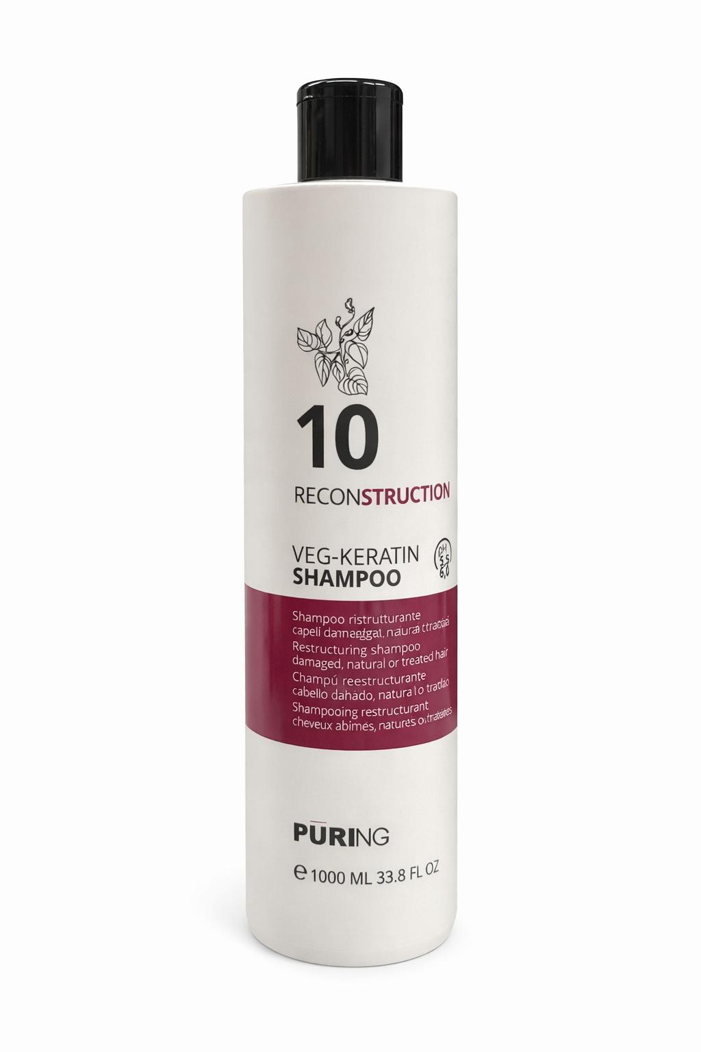 1027948 -- 000 (9055) PURING 10 RECOSTRUCTION SHAMPOO VEG-KERATIN 1000ML - immagine 1