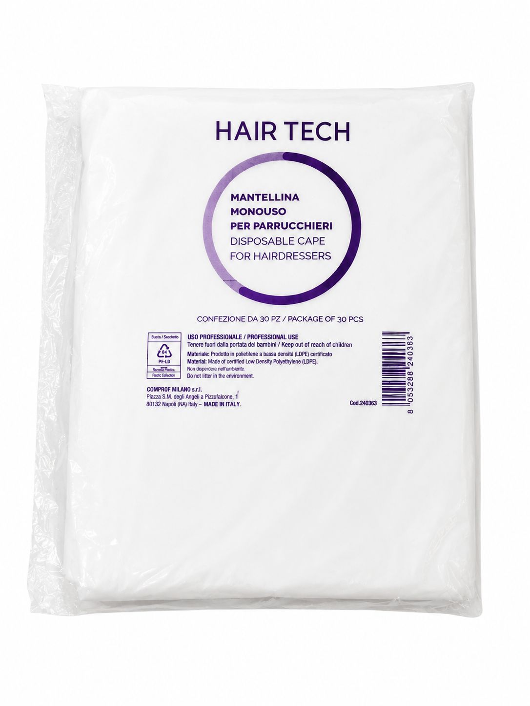 40363 -- 000 (6912) HAIR TECH MANTELLINA MONOUSO (GIUBRA) 30 PZ. - immagine 1