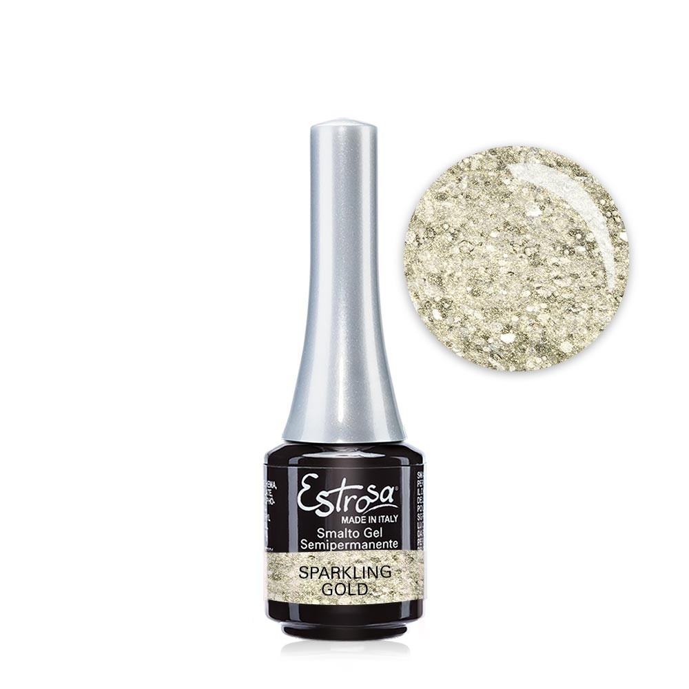 7508 -- 000 (12763) ESTROSA SMALTO GEL 7 ML. SPARKILING GOLD GLITTER. - immagine 1